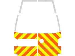 Striping Volkswagen Transporter T5 2009 H3 - Half Chevrons V8000 Orange/Yellow/White 10 cm With wind