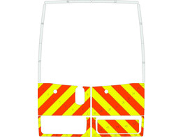 Striping Renault Trafic/Opel Vivaro H2 - Half Chevrons V8000 Oranje/Geel/Wit 10 cm met klep en vensters