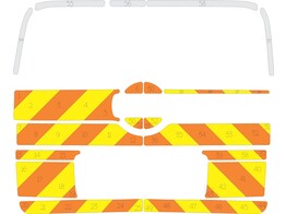 Striping Peugeot Bipper - Half Chevrons T11500 Oranje/Geel/Wit KIT  links   rechts 
