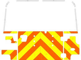 Striping Land Rover Defender 2010 - Half Chevrons Orange/Gelb/Wei  10 cm