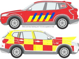 Striping BMW X3 2014 - Chevrons T7500 Rot/Gelb 10 cm