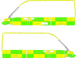 Striping Mercedes Sprinter 2018 L2H2 - Battenburg Avery T11500 Groen/Geel/Wit  links   rechts  2 sch
