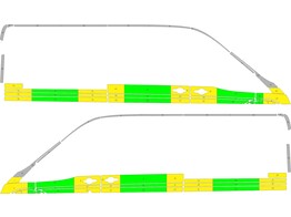 Striping Ford Transit Multi Use L3H2 Half Battenburg Green/Yellow/White  links   rechts  2 Schuifdeuren