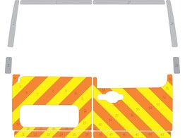 Striping Renault Master 2010-2015 L1H1 - Half Chevrons Oranje/Geel/Wit 10 cm Met ruiten