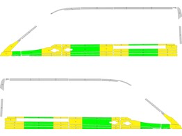 Striping Ford Transit 2018- L3H2 Half Battenburg Groen/Geel/Wit  links   rechts  2 schuifdeuren