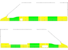 Striping Iveco Daily  ancien modele  L2H2 Half Battenburg Vert/Jaune/Blanc  gauche   droite  1 porte