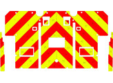 Striping Mercedes Ladderwagen - Chevrons Korf Rood/geel 10 cm