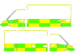 Striping Mercedes Sprinter 2018 Box Body Battenburg Groen/Geel/Wit KIT  links   rechts  ZDS Hesbaye