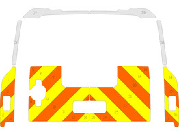 Striping Land Rover Defender 310 - Half Chevrons Orange/Yellow/White 10 cm without wheel