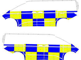 Striping Volkswagen T7 L2H1 Battenburg NIV3 T11500 Geel/blauw/wit 2 schuifdeuren zonder stekker ZP V