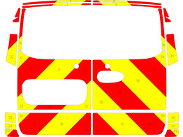 Striping Mercedes Vito H1 2016- rear doors full rear chevrons red/yellow 20 cm