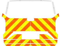 Striping Ford Transit Custom H1 2024- Half chevrons 10cm NDLZ V8000 Orange/yellow/white