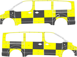 Striping Citroen Jumpy/Peugeot Expert L2 Traffic Officer Battenburg jaune/noir/blanc 2 portes coulis