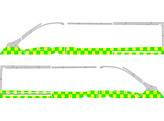 Striping Renault Trafic L2 NDLZ Battenburg dubbele rij blokken  zijde 100mm  1 schuifdeur rechts