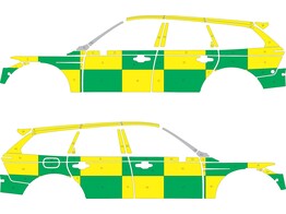 Striping Volvo V90 Cross Country 2018- Battenburg Grun/Gelb KIT  left   right 