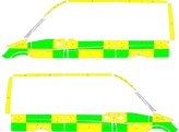 Striping Mercedes Sprinter Battenburg Green/Yellow/White KIT  links   rechts  1 schuifdeur 1-KAR-497