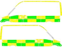 Striping Mercedes Sprinter L2H2 Battenburg Green/Yellow/White  left   right  2 sliding doors