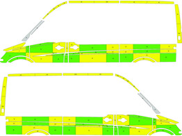 Striping Mercedes Sprinter L2H2 Battenburg Groen/Geel/Wit  links   rechts  2 schuifdeuren