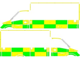 Striping Mercedes Sprinter Caisse WAS Battenburg Vert/Jaune/Blanc  gauche   droite 