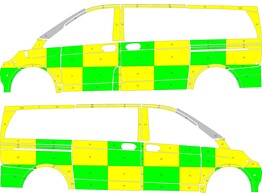 Striping Mercedes V-Class MUG Battenburg Green/Yellow/White  left   right 