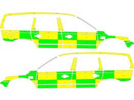 Striping Volvo XC70 2008-2016 Battenburg Grun/Gelb/Wei   links   rechts  CHU Tivoli 1-CRS-069