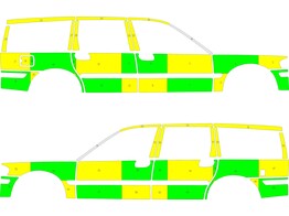 Striping Volvo V70 2008-2016 Battenburg Grun/Gelb/Wei  KIT  left   right  - Ludoplug left