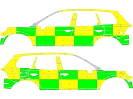 Striping Mercedes Sprinter L2H2 Battenburg Vert/Jaune/Blanc  gauche   droite  2 portes coulissantes
