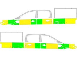 Striping Ford Ranger opbouw Half Battenburg Green/Yellow/White  links   rechts 