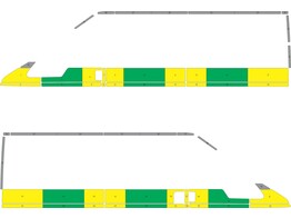 Striping Ford Transit L2H2  oud model  Half Battenburg Green/Yellow/White  rechts links  1 schuifdeur