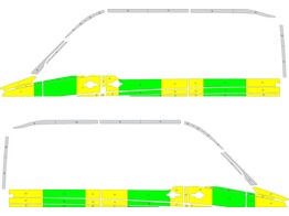 Striping Mercedes Sprinter 2012 L2H2 - Half Battenburg T11500 Vert/Jaune/Blanc  gauche   droite  2 p
