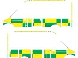 Striping Volkswagen Transporter Box Body Battenburg Green/Yellow/White  left   right 