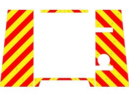 Striping  Mercedes Benz Unimog 1-WHF-955 Chevrons Rood/Geel 10 cm