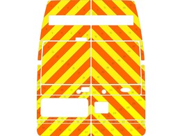 Striping Ford Transit  oud model  H3 Full rear Chevrons Oranje/Geel/Wit 10 cm RK Geel