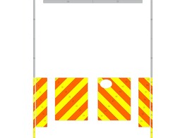 Striping MB Sprinter kast Dulmer half chevrons oranje/geel/wit 10 cm ISPPC