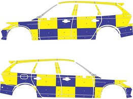 Striping Volvo V90 2018- Battenburg Blau/Gelb KIT  Links   Rechts 