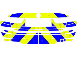 Striping BMW 330I - Chevrons T11500 Blau/Gelb 15 cm