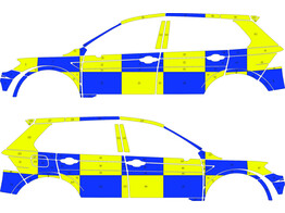 Striping VW Tiguan 2018 Hekla - Battenburg Blau/Gelb