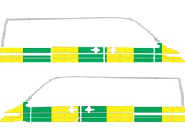 Striping Volkswagen Transporter T6.1 2019 L1H1 - Half Battenburg Grun/Gelb/Wei  KIT  links   rechts 