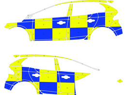 Striping Volvo V40 2012- Battenburg T11500 Blau/Gelb/Wei 