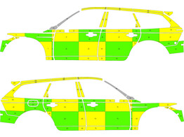 Striping Volvo V90 Cross Country 2023- Battenburg Grun/Gelb KIT  left   right 