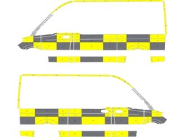 Striping MB Sprinter 2019 RWD L2H2 Traffic Officer KIT Avery Prismatic Yellow / Oralite Black  left