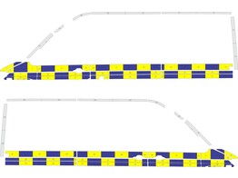 Striping MAN TGE/Volkswagen Crafter L3H3 Battenburg NIV2 1 schuifdeur rechts   flitsers en stekker Z