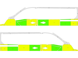 Striping Opel Vivaro/Renault Trafic 2022- L1H1 - Half Battenburg  left   right  2 sliding doors Ambu