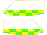Striping Peugeot Boxer 2012- L2H2 Battenburg Green/Yellow/White  left   right  1 sliding door