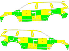 Striping Skoda Kodiaq 2024- Battenburg Green/Yellow/White  left   right 